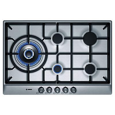 Bosch PCS815B90E Gas Hob, Brushed Steel